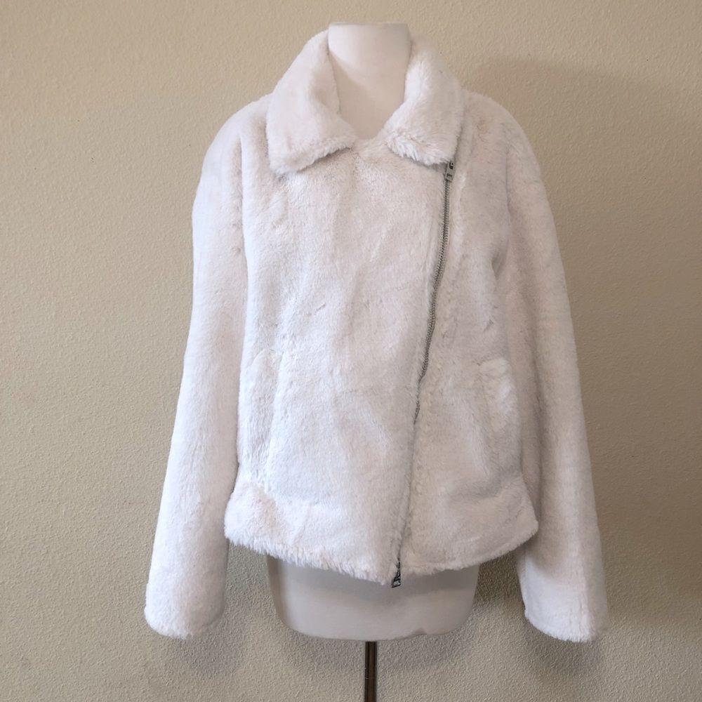 Topshop Lily Faux Fur Biker Jacket Size 12 - Picture 2 of 10
